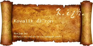 Kovalik Áron névjegykártya
